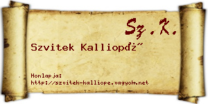 Szvitek Kalliopé névjegykártya